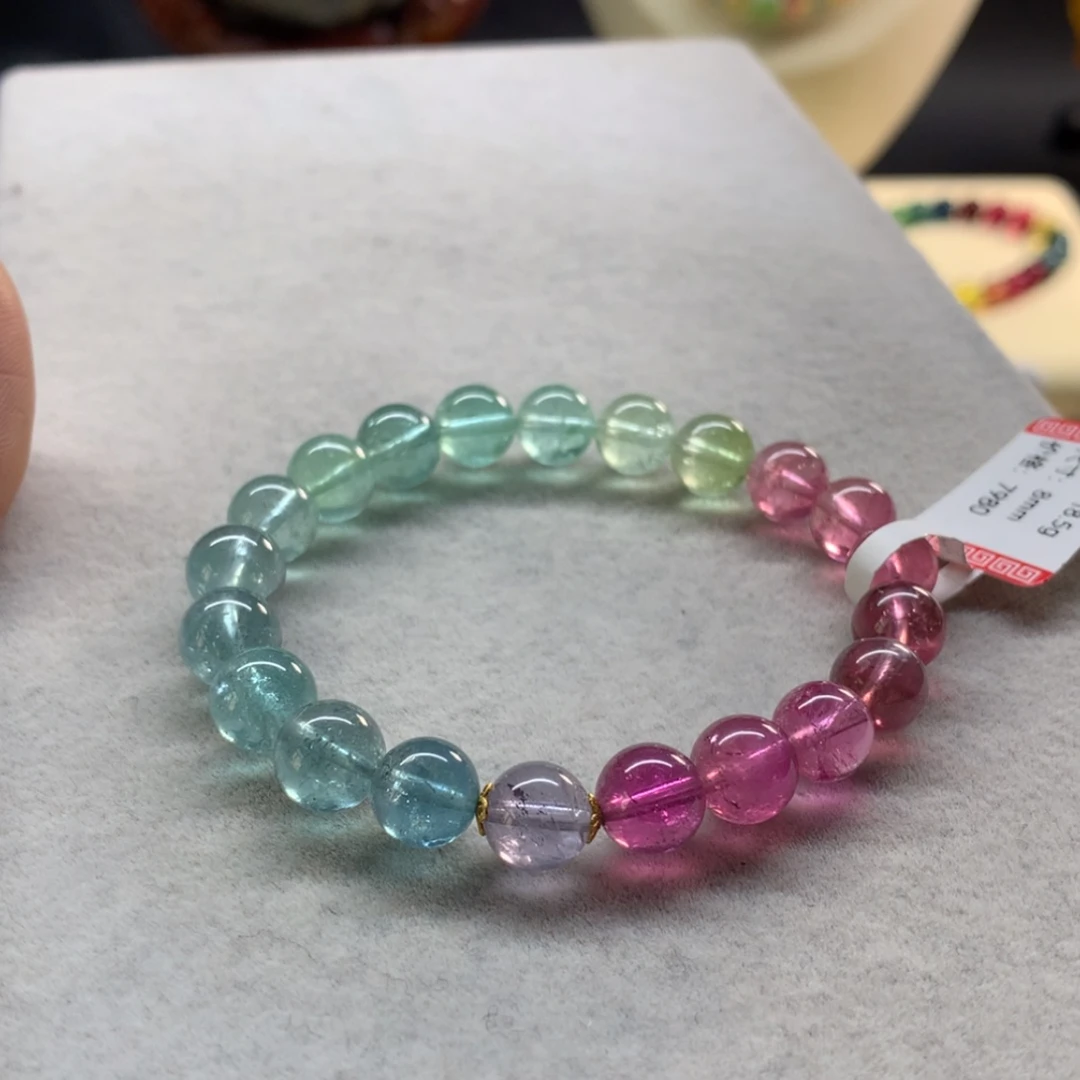 【闪购商品】未镶嵌手链碧玺荧光色标单圈8