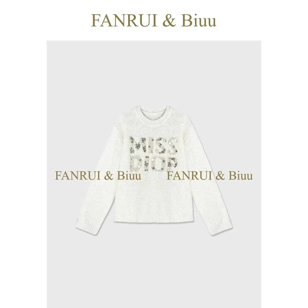 FANRUI/泛芮「呼吸光晕」羊毛亮片字母显瘦气质时尚针织毛衣B19637
