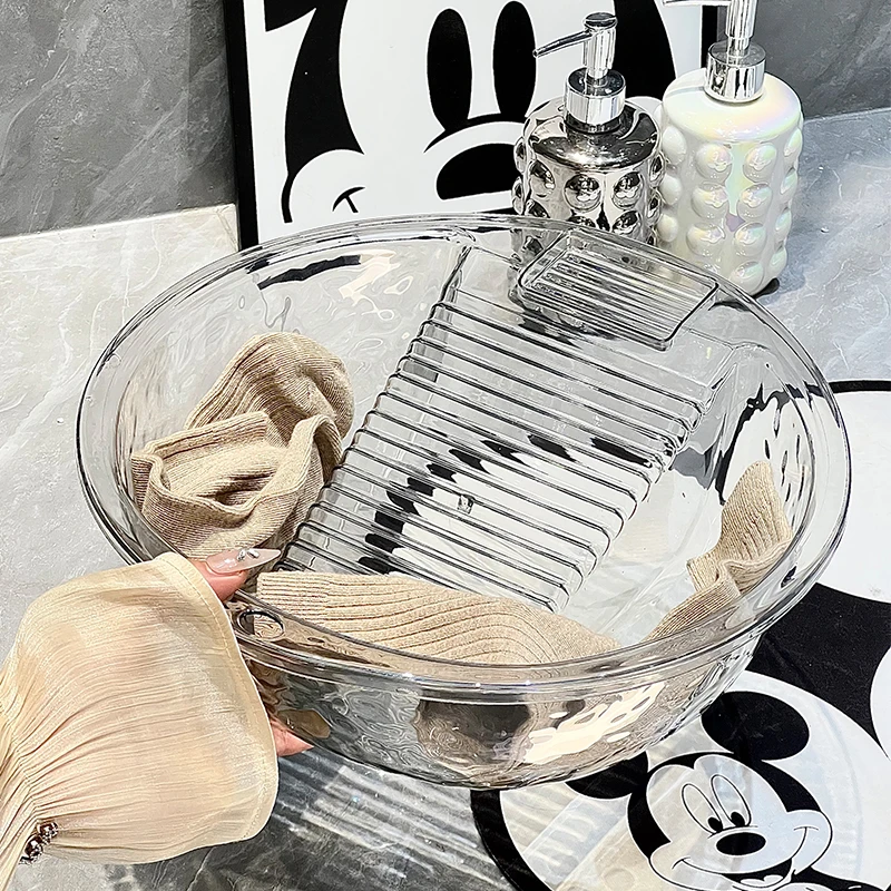 抢【现货】洗衣盆带搓衣板一体式家用脸盆多功能洗衣桶加厚搓衣大盆