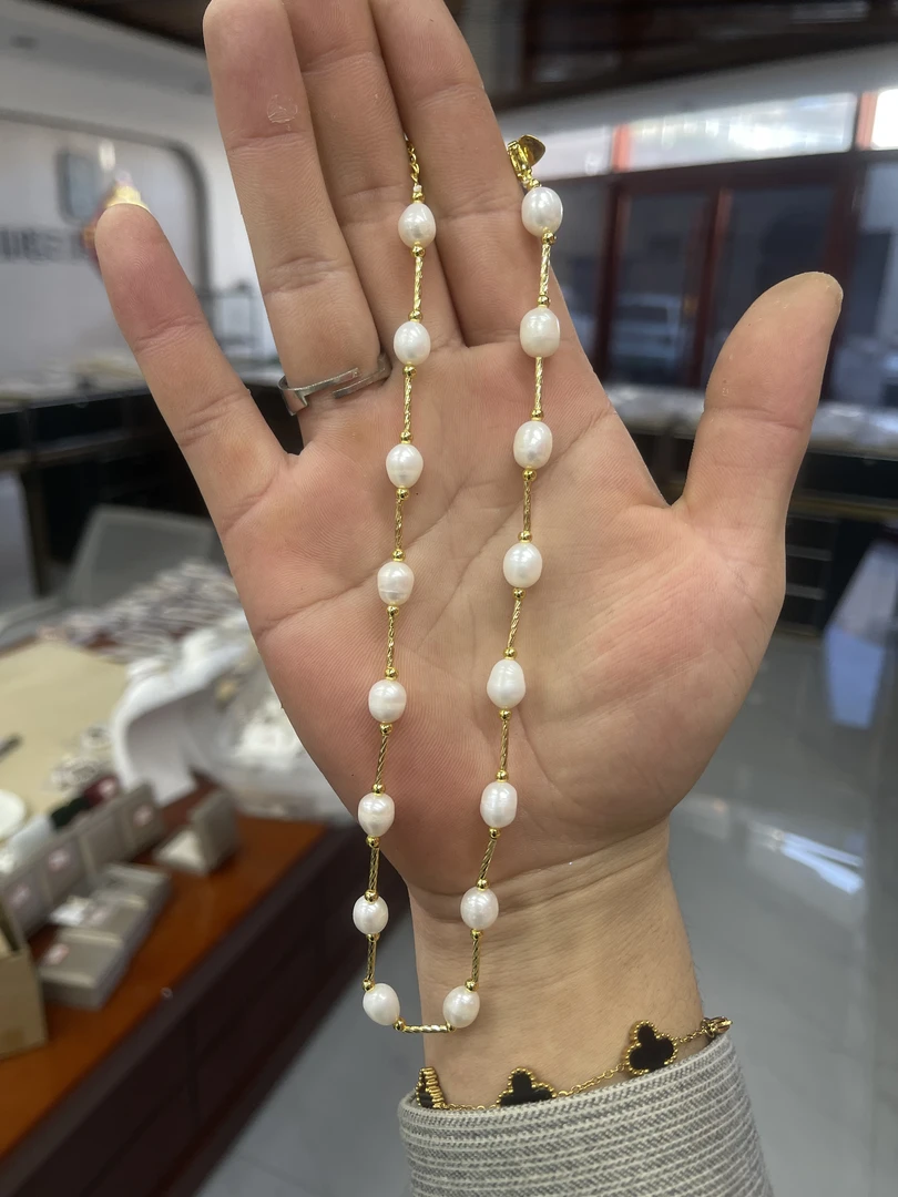 914天然珍珠满天星项链