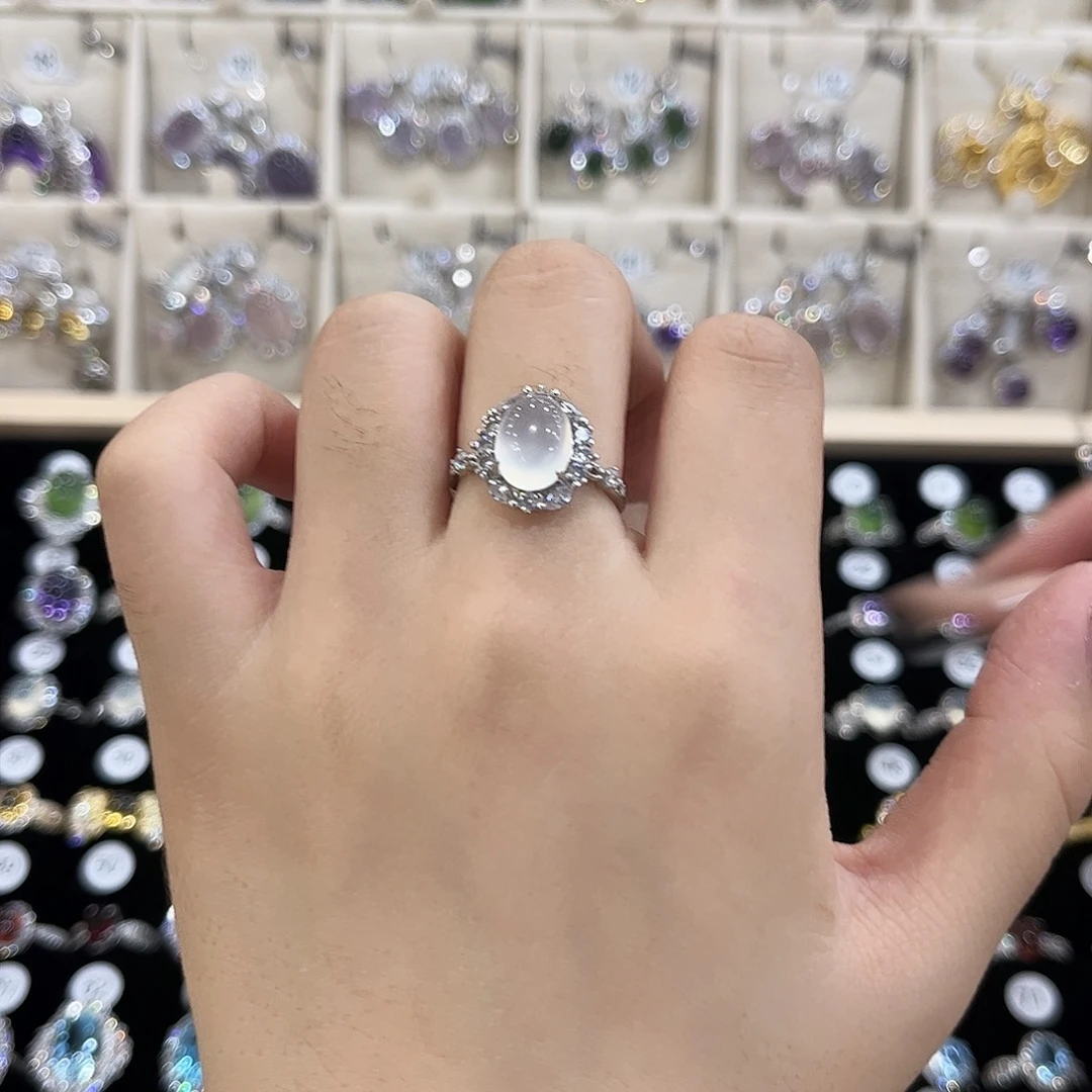 岫玉银S925镶嵌戒指