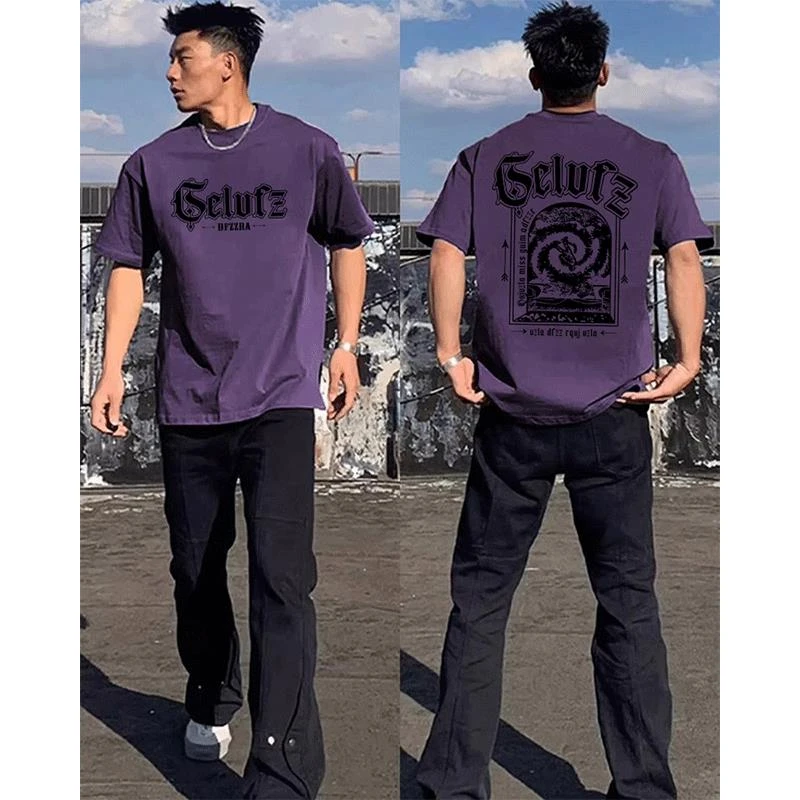 休闲高街宽松纯棉重磅短袖t恤男款夏季嘻哈美式潮牌ins半袖上衣