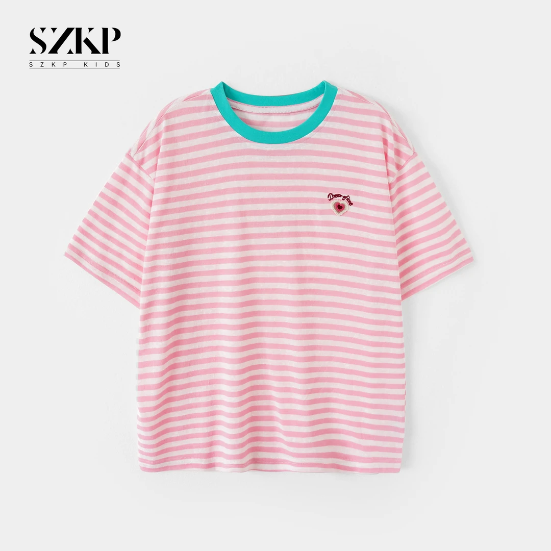 SZKP吸汗透气薄款条纹t恤女童夏季新款儿童潮款短袖BGYX551348