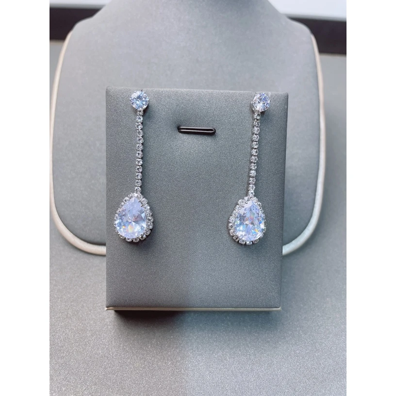 合金合成锆石耳饰 2541高级轻奢时尚经典款水滴流苏耳饰