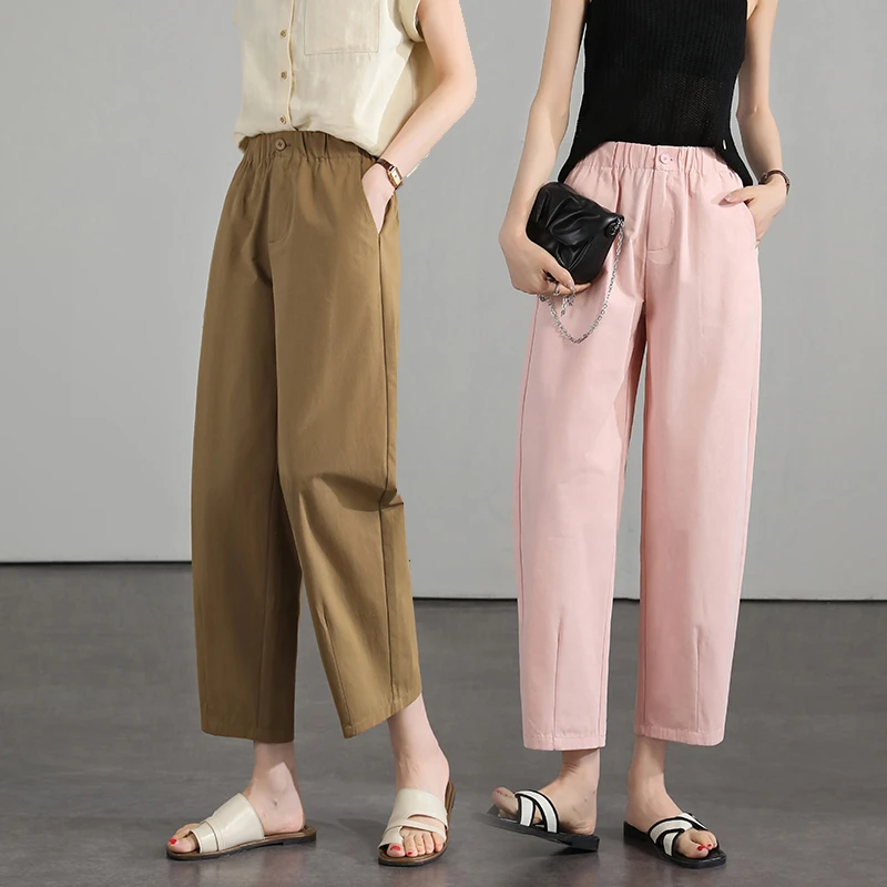 【100棉】小个子八分/九分哈伦裤2025新款气球裤春夏季宽松烟管裤