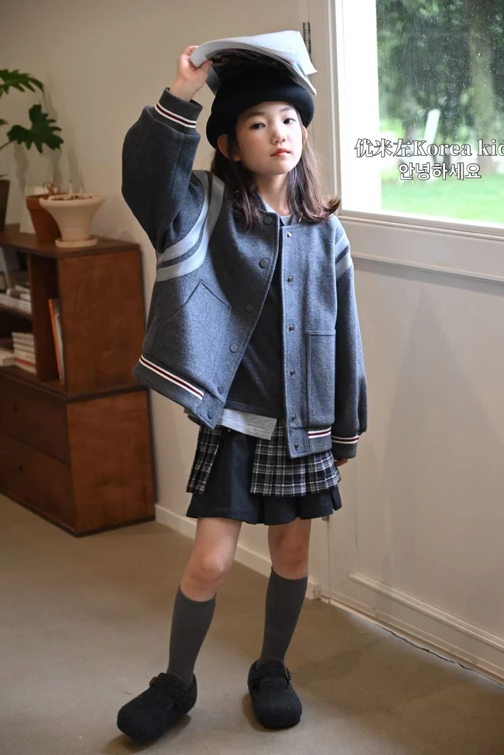 韩国童装女童棒球服2025新款洋气儿童秋装外套男童羊毛妮子夹克衫