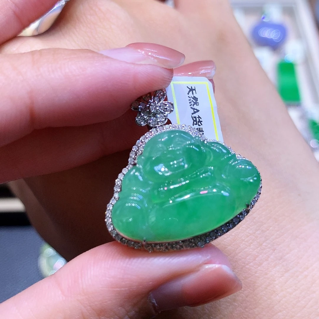 吊坠(不含链)18K金镶嵌翡翠翡翠吊坠