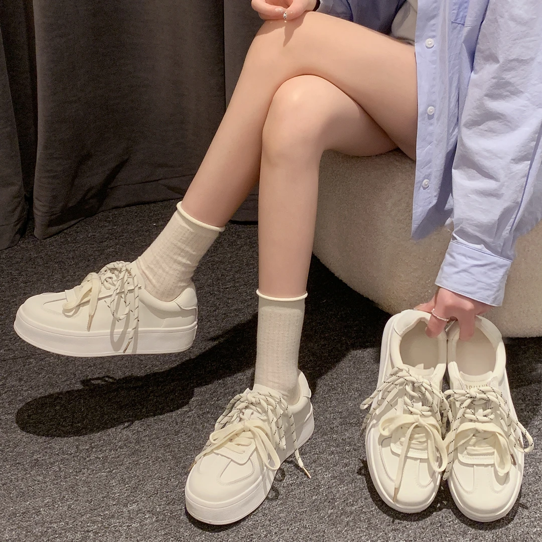 贾不假小白鞋女款2025新款夏季超火百搭小个子厚底轻便舒适休闲鞋