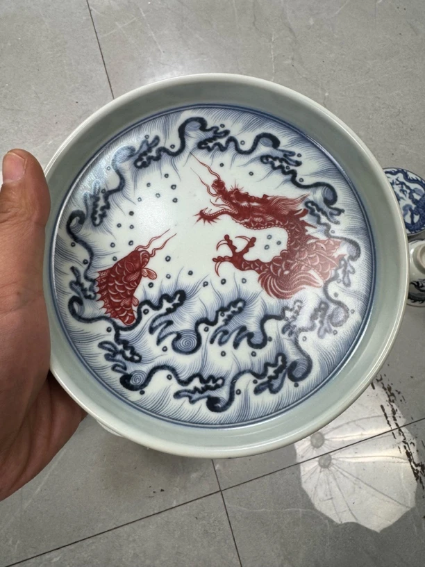 景德镇釉里红鱼化龙大壶承