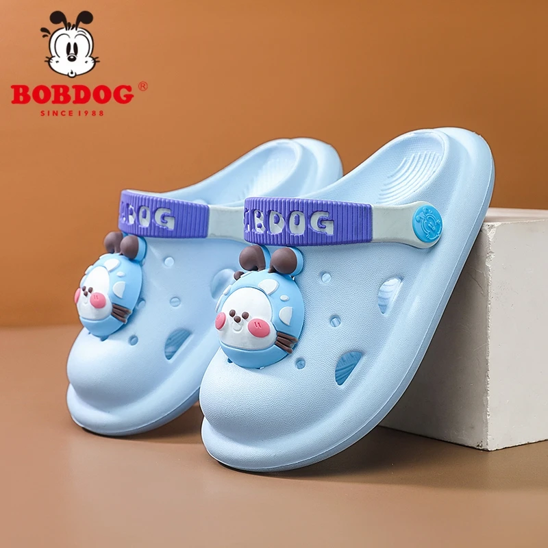 Bobdog/巴布豆男童洞洞鞋EVA软底防滑居家宝宝拖鞋卡通女童沙滩鞋