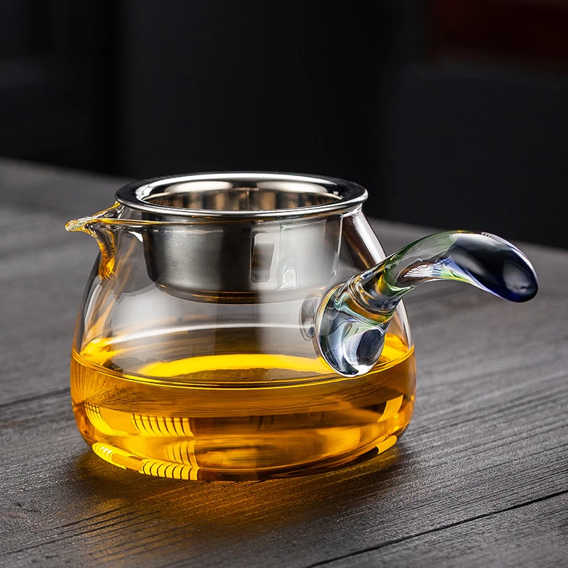 新款玻璃侧把公道杯茶漏一体过滤高档分茶器家用公杯功夫茶具加厚