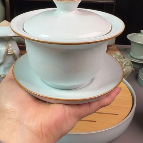 杯微瑕纯手工元宝盖碗