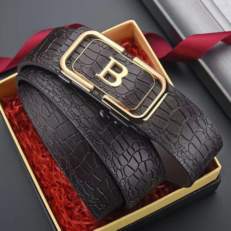 时尚新款男士无牙自动扣B字腰带不带礼盒