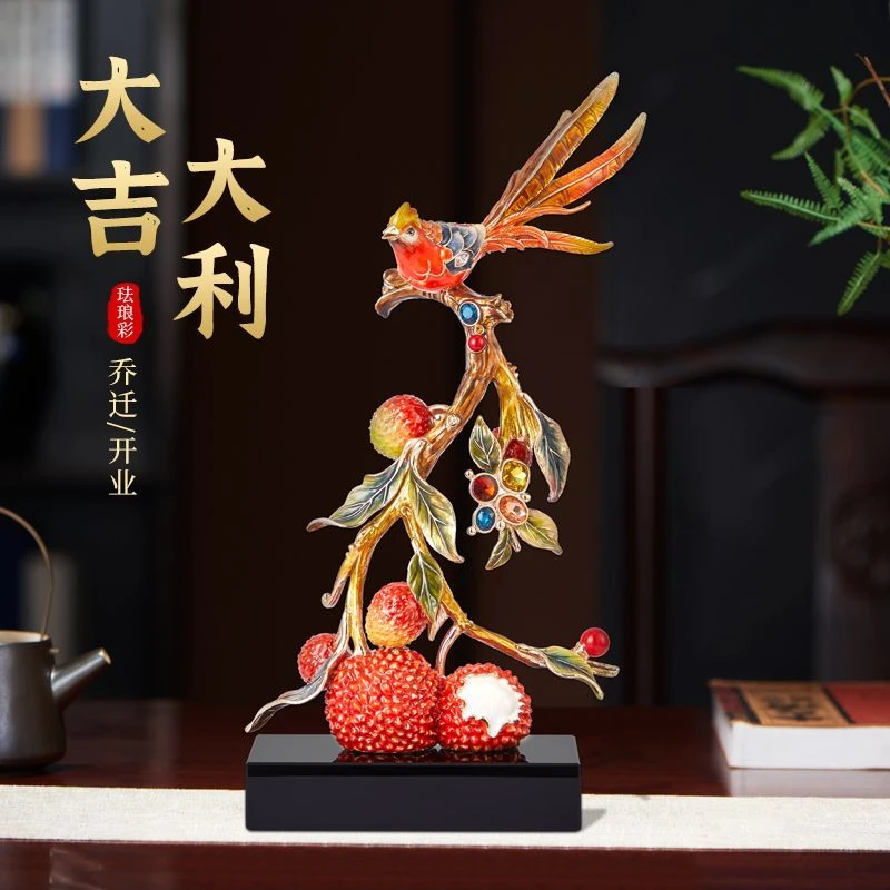 新款大吉大利荔枝摆件创意珐琅彩工艺品招财公司开业家居乔迁礼品