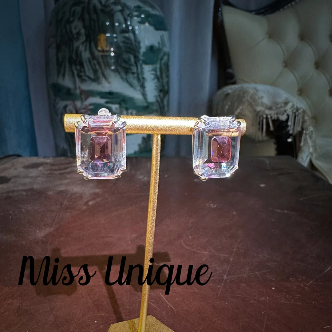 S6857白色透明糖果方糖耳环