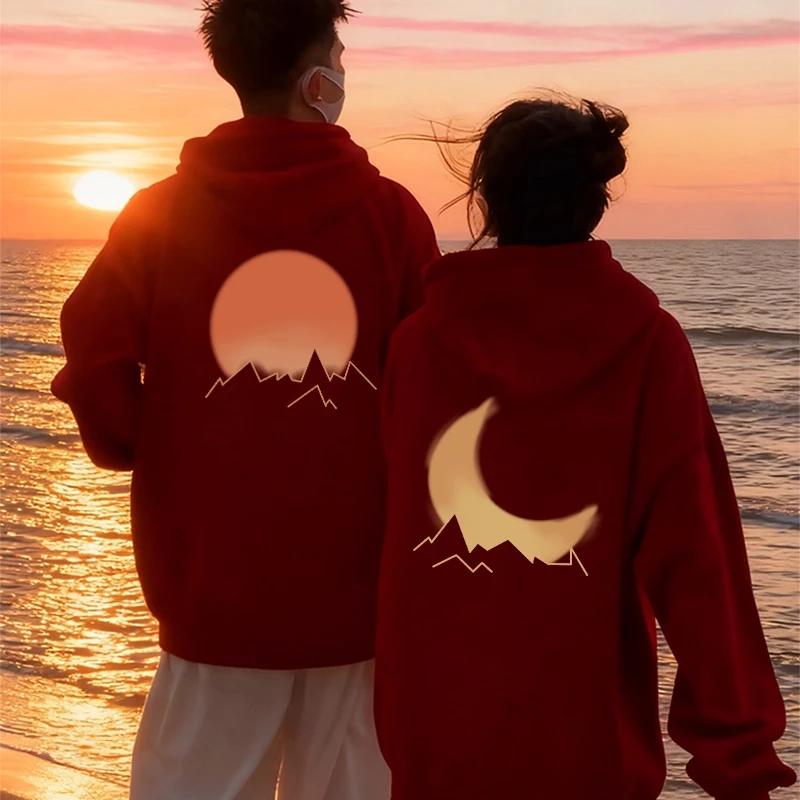 特别不一样的酒红色情侣装卫衣春秋冬季2025新款领证登记订婚外套