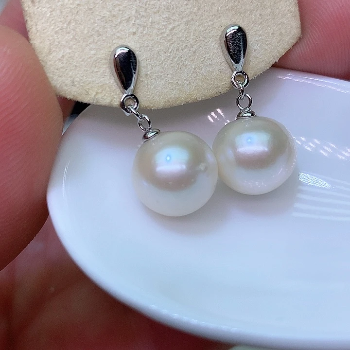 银S925镶嵌耳饰淡水珍珠