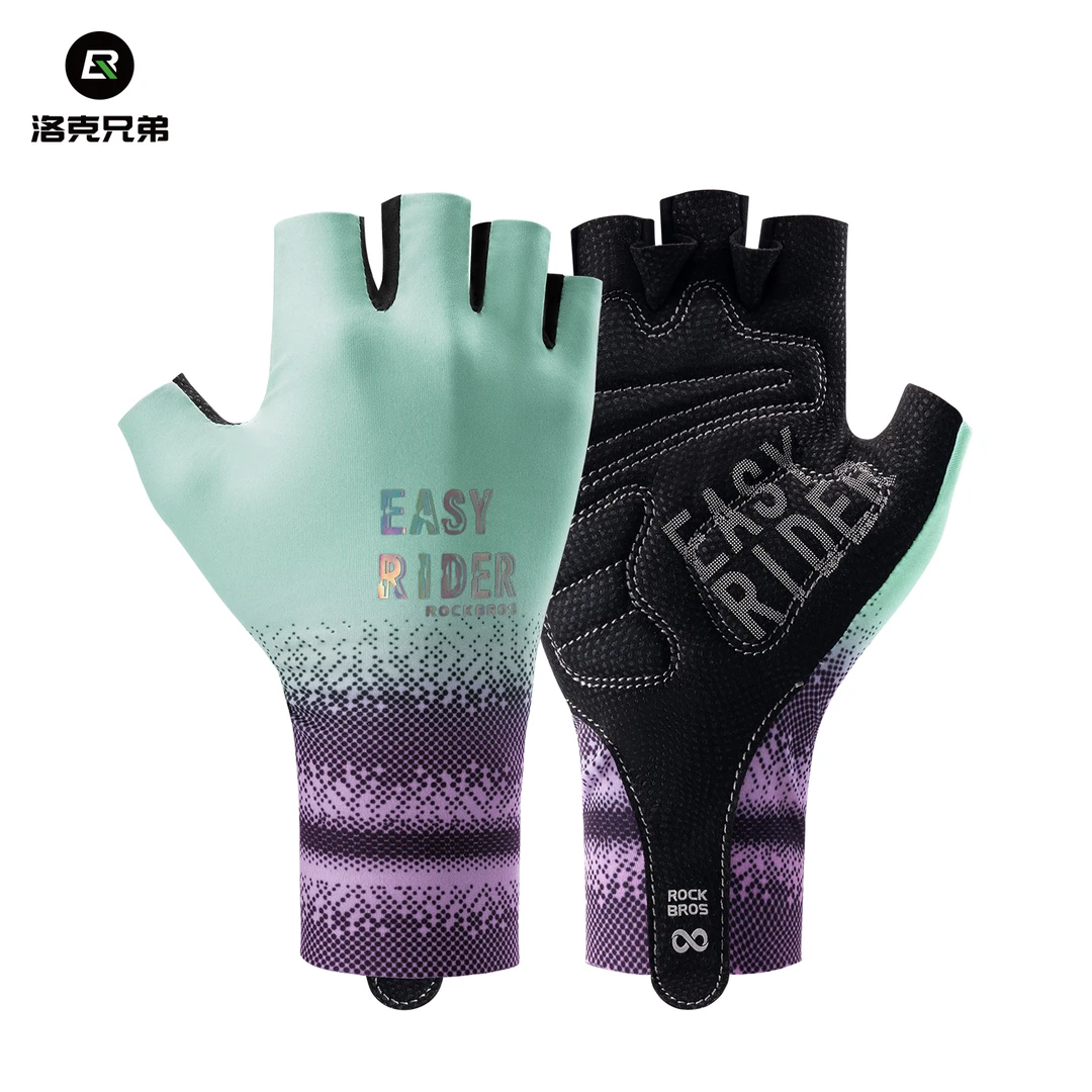 洛克兄弟防晒骑行手套女款半指运动手套短指公路山地自行车手套