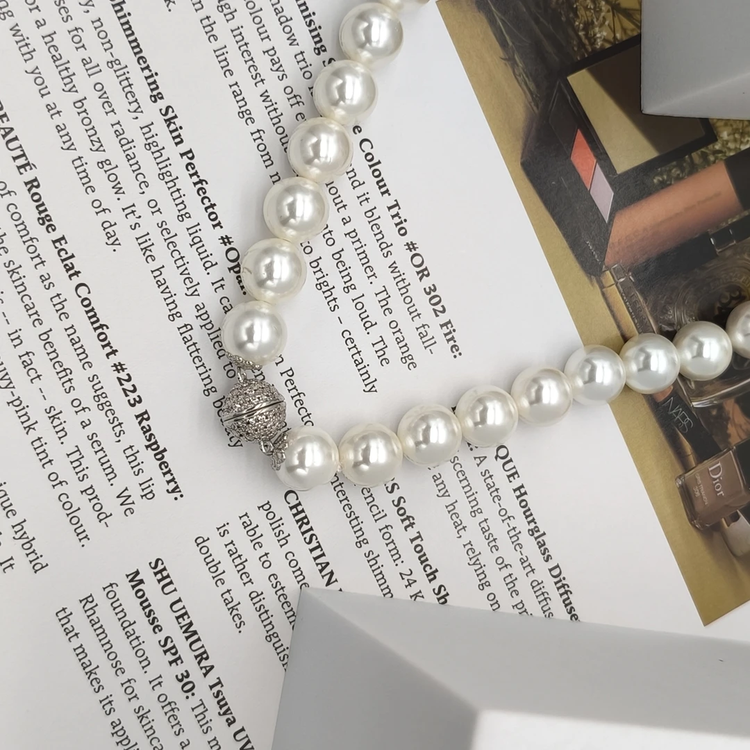 【呦呦】白月光正圆10mm磁吸扣项链时尚气质贝珠