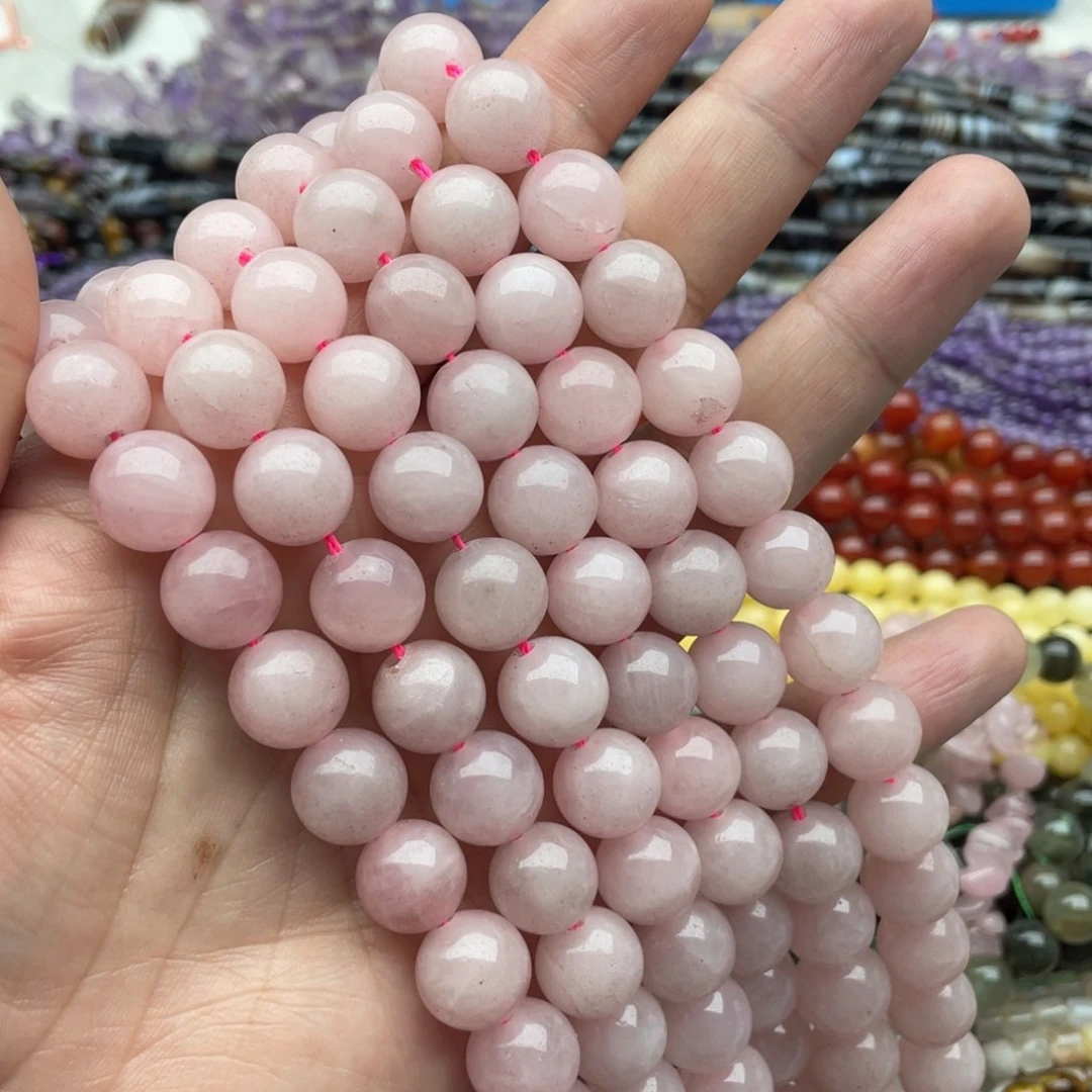 玛瑙/玉髓珠宝半成品未镶嵌一条装12mm粉晶圆珠