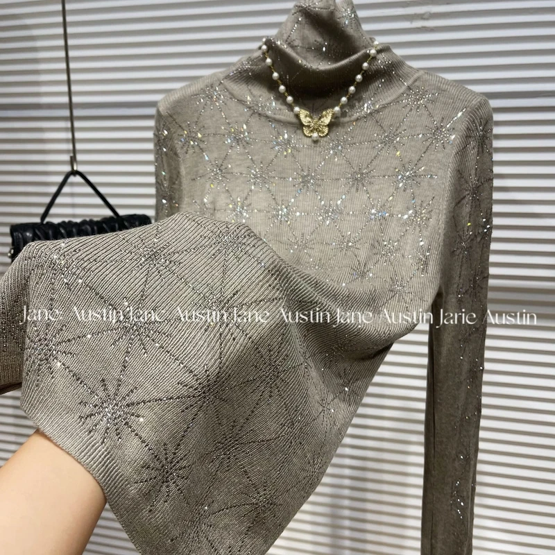 Jane Austin •（太阳花）秋冬新款气质修身高级设计师高领上衣女