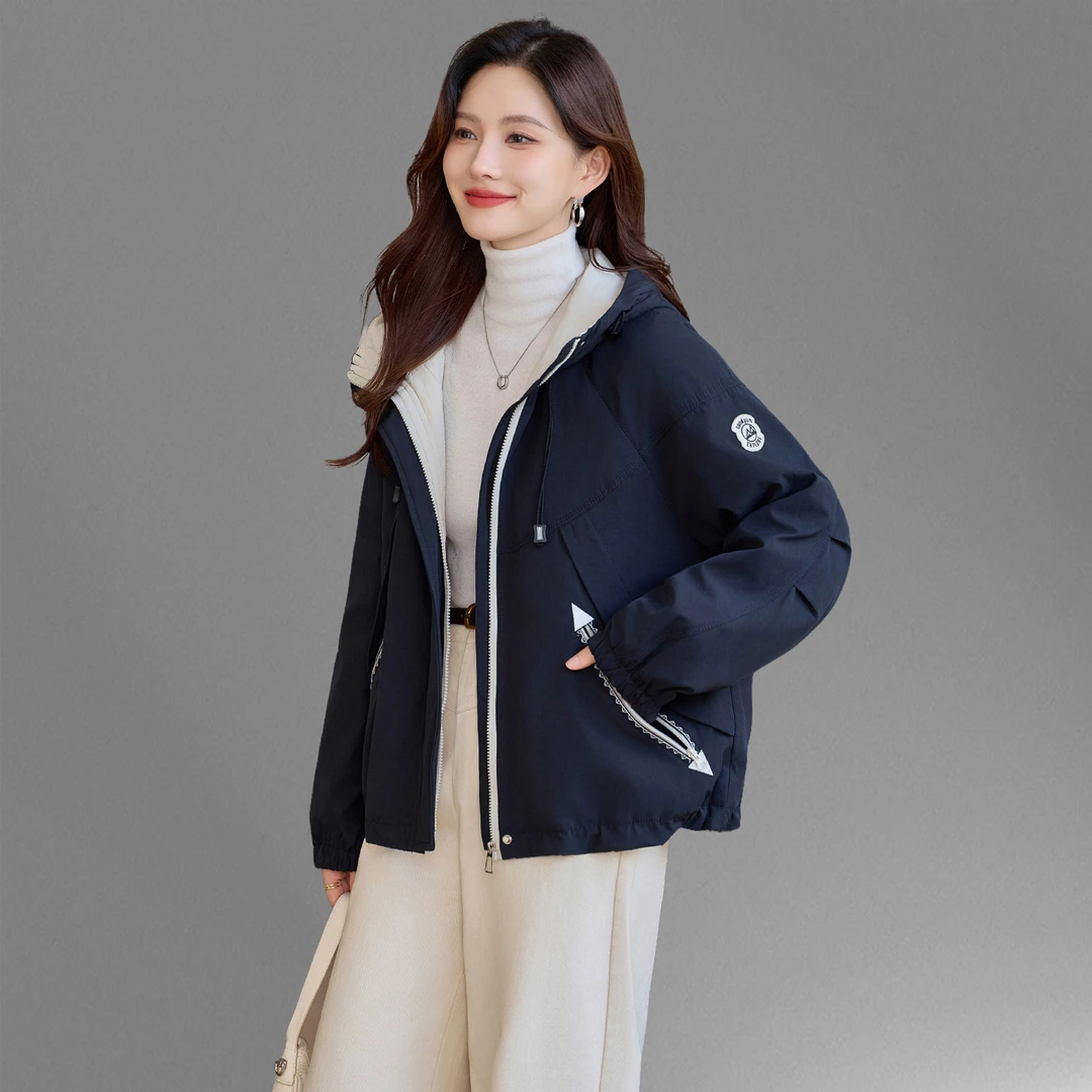 漂亮好看洋气加绒派克服棉衣女短款2025冬季新连帽夹克小棉袄外套