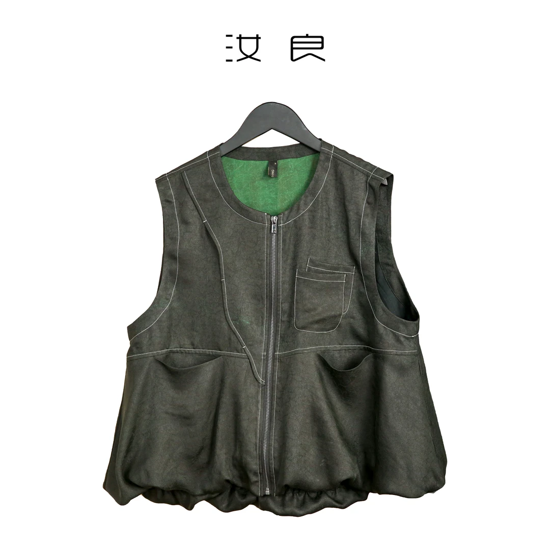 绢丝云朵下摆无袖马甲