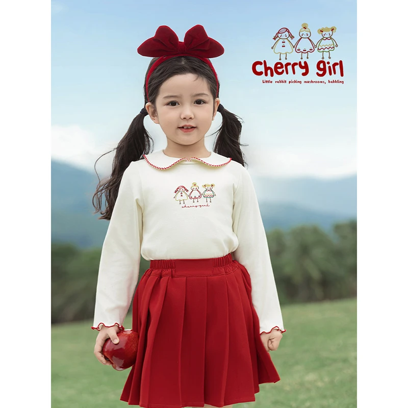 【清】幼悠幼悠【樱桃女孩】春叁波女童洋气长袖百搭打底衫C3111