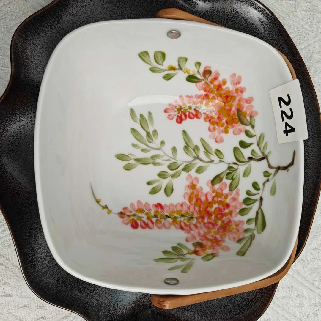 景德镇手绘釉中彩（食品级）水果篮224餐具盘子陶瓷