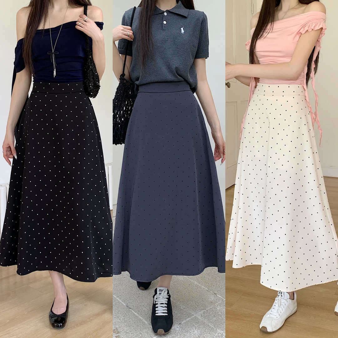 8044-夏女装显瘦微胖大码气质波点半身裙