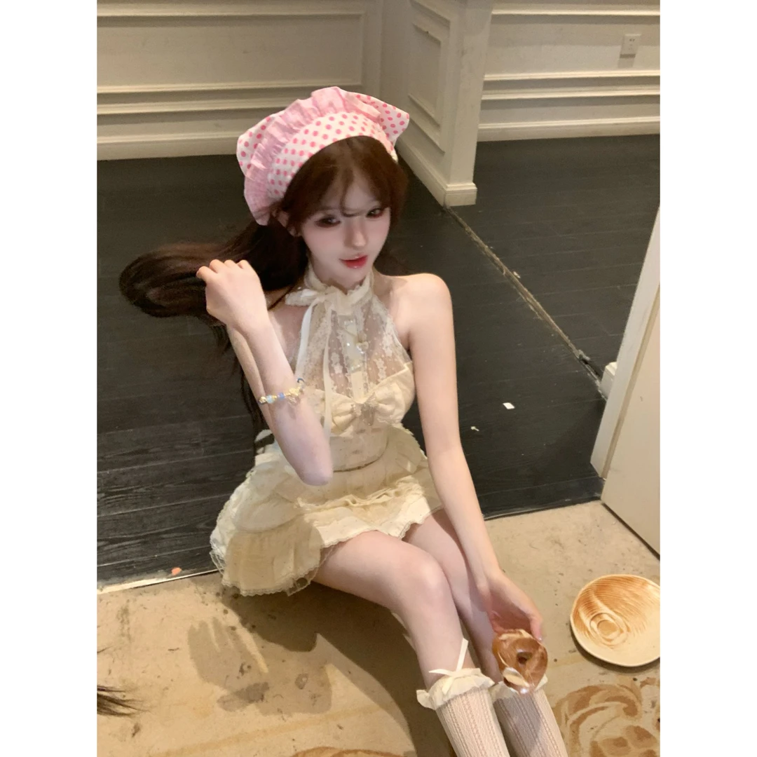瑞茜·威瑟斯  周末千金 夏季公主纯欲风挂脖上衣半裙R8217-1Y
