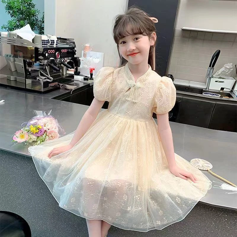 女童夏款国风连衣裙2025新款夏季洋气时髦儿童汉服公主裙女孩裙子
