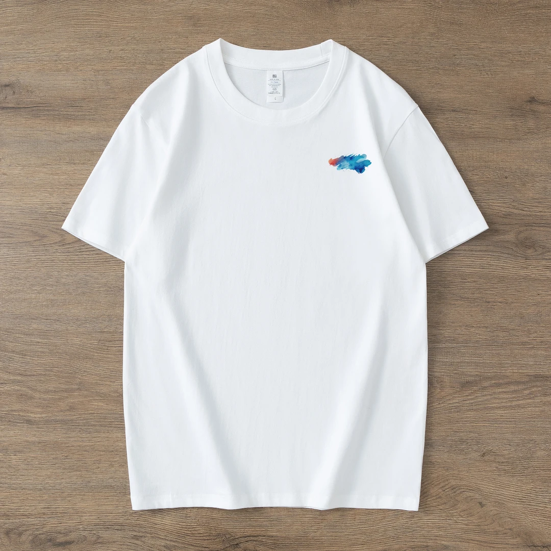 短袖-水墨晕染-纯棉t恤男士打底圆领半袖夏季出游短袖国潮国潮