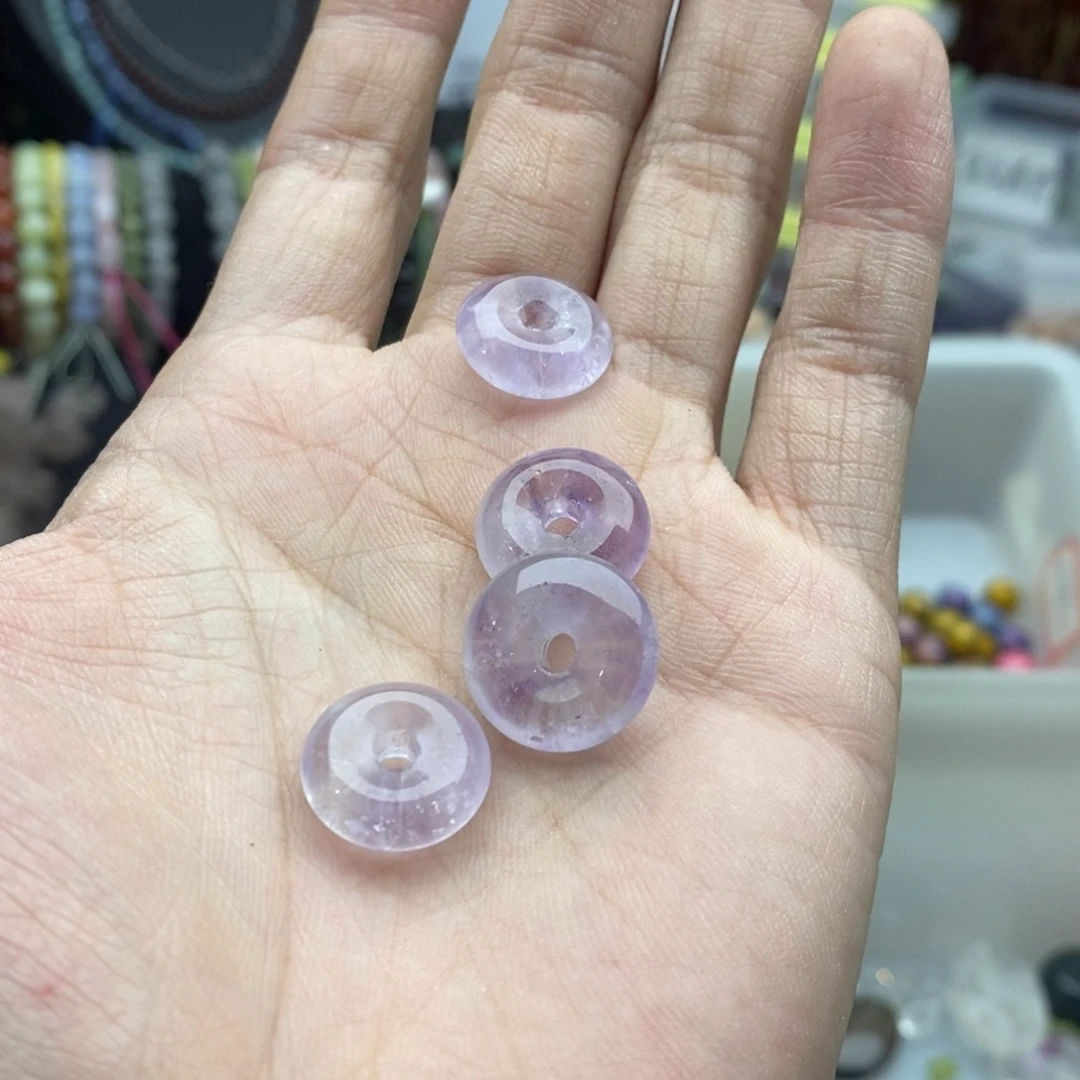 玛瑙/玉髓未镶嵌珠宝半成品一个紫水晶平安扣Q437