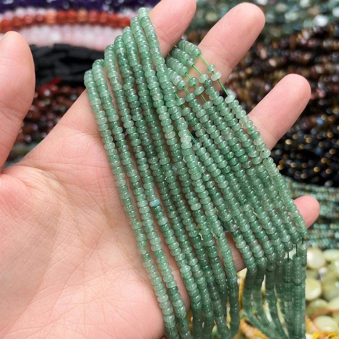 玛瑙/玉髓未镶嵌珠宝半成品2×4绿东陵算盘一条