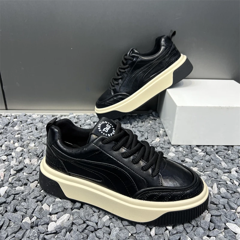 2025秋季新款男款潮鞋厚低圆头系带内高鞋时尚休闲经典百搭舒适