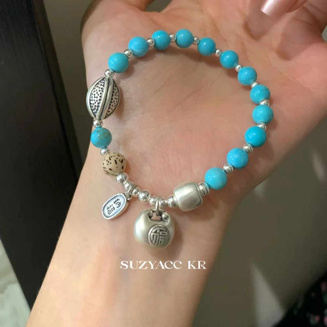 Suzyacc Kr 足银手链  999银【橄榄手链】新中式手链复古百搭C2273