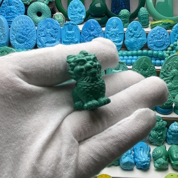 石材溢水绿麒麟配饰挂件