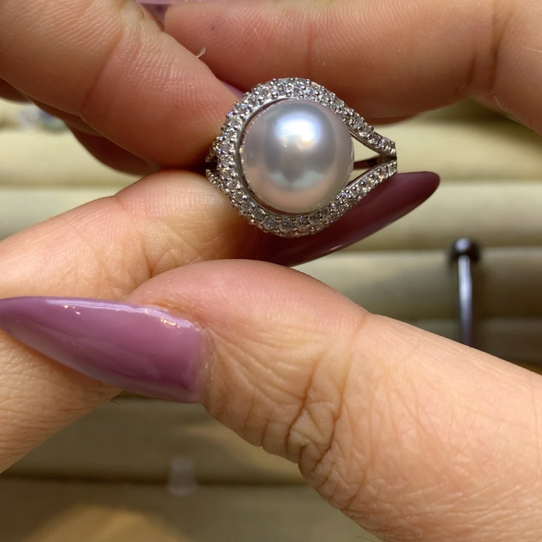 银S925镶嵌戒指海水珍珠