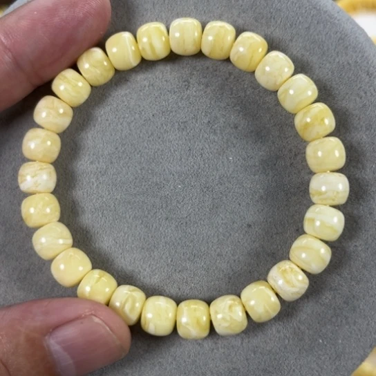 未镶嵌蜜蜡手串静**身纯天然俄料白蜡金纹虎皮