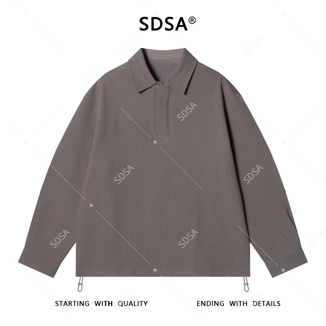 SDSA秋冬新款痞帅男装纯色半拉链翻领卫衣下摆松紧设计百搭上衣