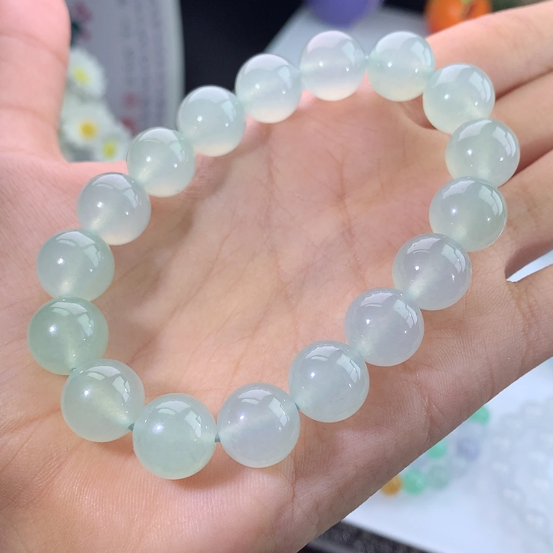 未镶嵌手链翡翠冰种甜绿手串