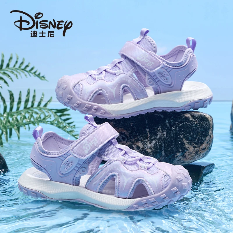 迪士尼女童夏季凉鞋包头防踢防臭女孩鞋子软底防滑溯溪鞋沙滩鞋子