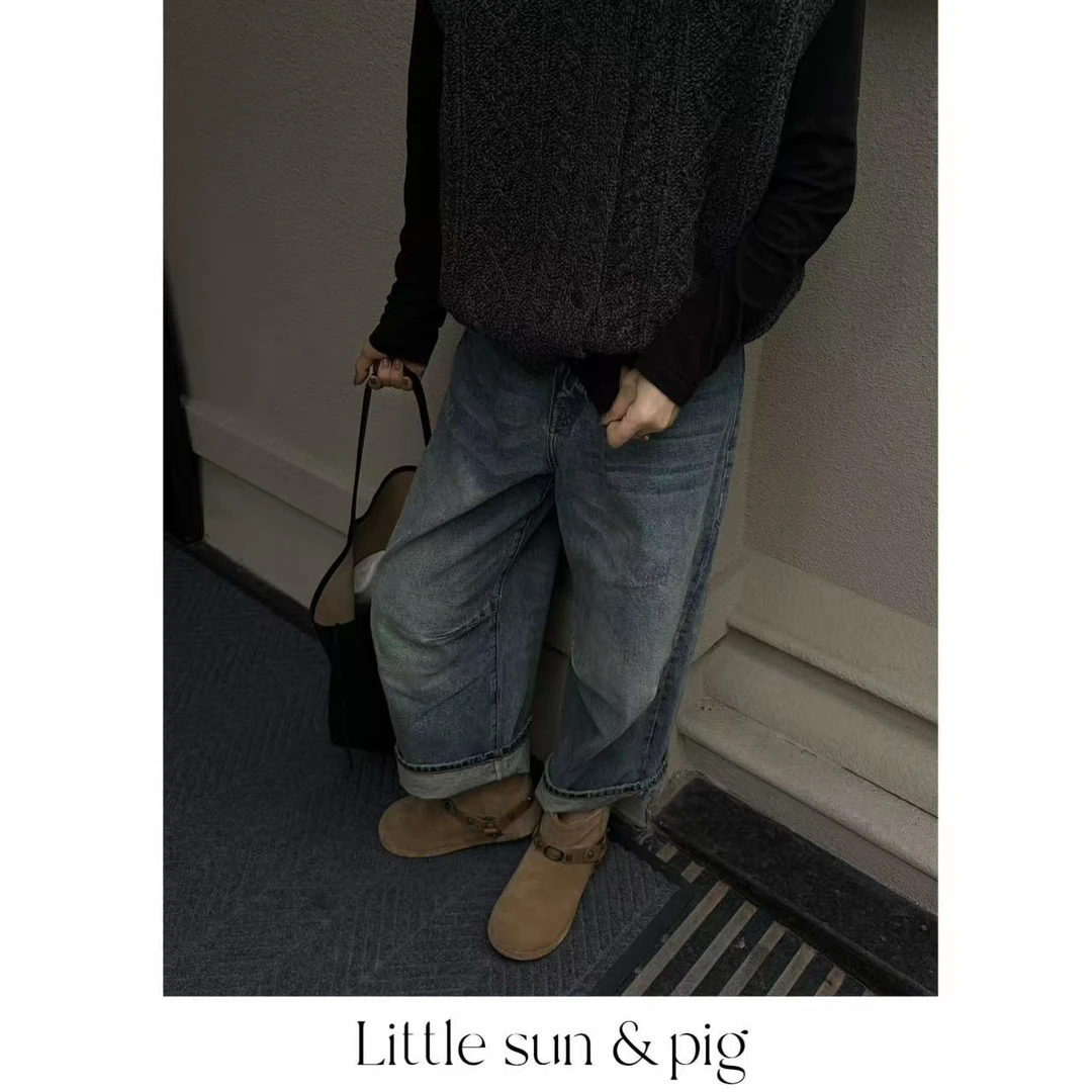 设计师家廓形九分牛仔裤 no退no换