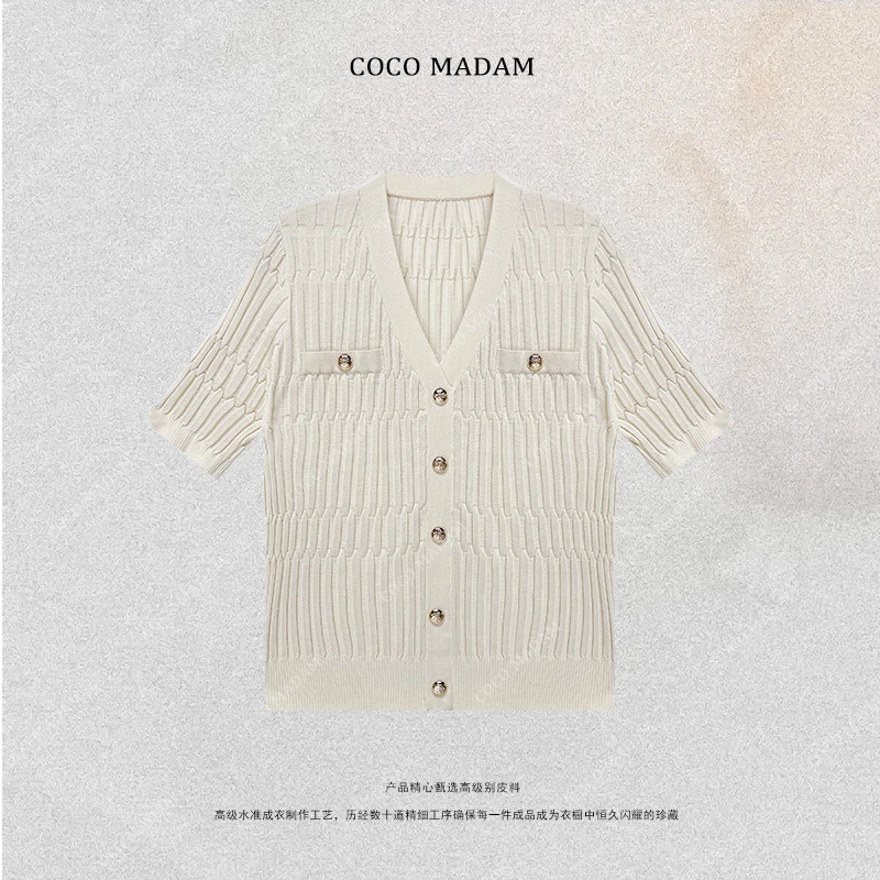 NIUNIU ·T-353 V领修身显瘦金属扣百搭夏季上衣