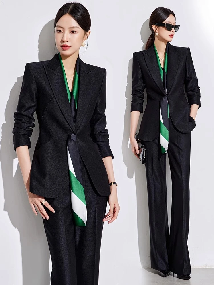 设计感时尚轻奢西装套装2025春秋新款女装黑色职业外套高级感西服