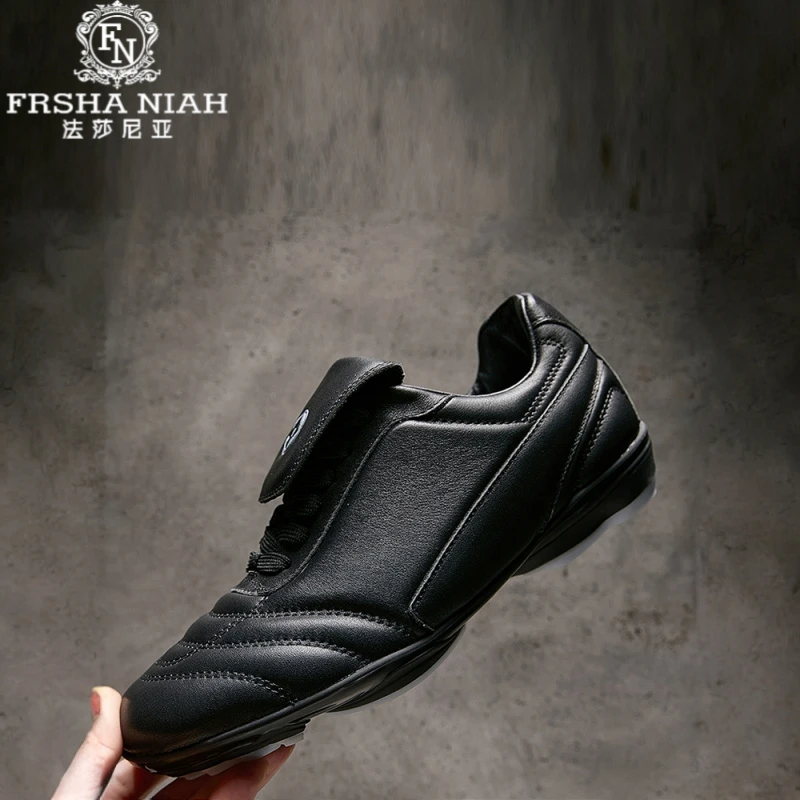 法莎尼亚秋季新款德训鞋男黑色高级感休闲鞋痞帅黑色德训