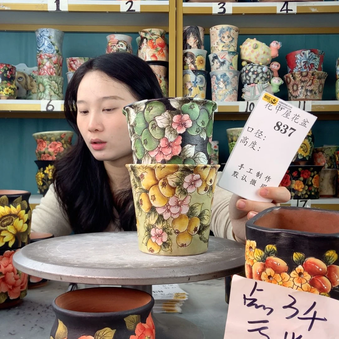 艾***子陶景德镇手工花盆837