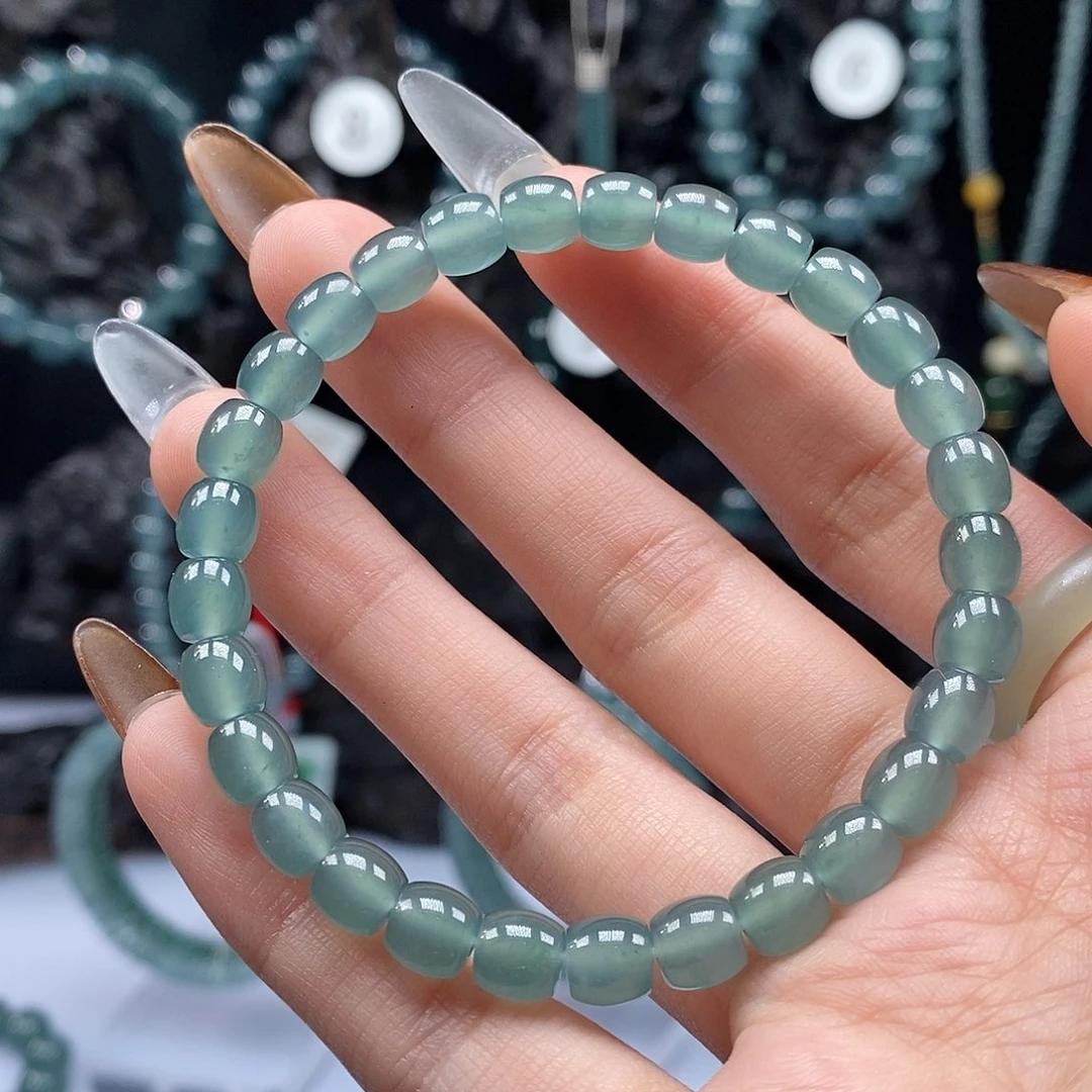 未镶嵌手链翡翠6.4mm直切手串