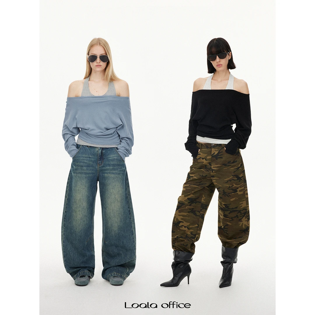 LOALA OFFICE【09.28新品】Loala office 一字领挂脖假两件上衣